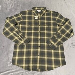 Blake Shelton Lands End Shirt Mens Medium Green Plaid Button Up Long Sleeve